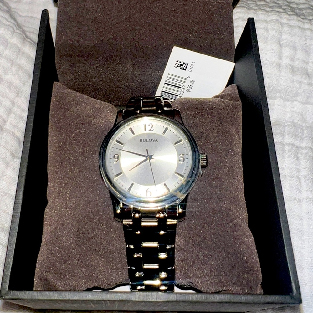 New w/Tags Men’s Bulova Corporate Exclusive Silver Tone Stainless Steel Watch ⏱️